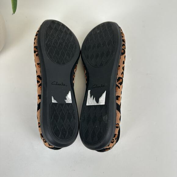 Clarks Cloudsteppers 9M Carly Wish Ballet Flats Brown Leopard Print Comfort Shoe - Picture 7 of 9